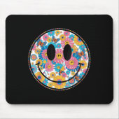 Happy Retro Daisy Smile Face Preppy Ästhetik Männe Mousepad (Vorne)