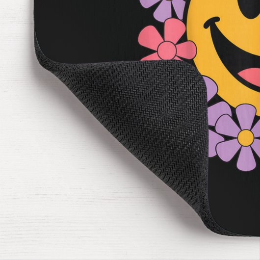 Happy Retro Daisy Smile Face Preppy Ästhetik Männe Mousepad (Ecke)