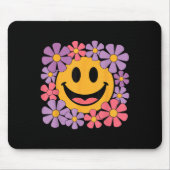 Happy Retro Daisy Smile Face Preppy Ästhetik Männe Mousepad (Vorne)