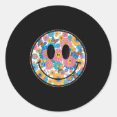 Happy Retro Daisy Smile Face Preppy Ästhetik Männe Runder Aufkleber (Vorderseite)