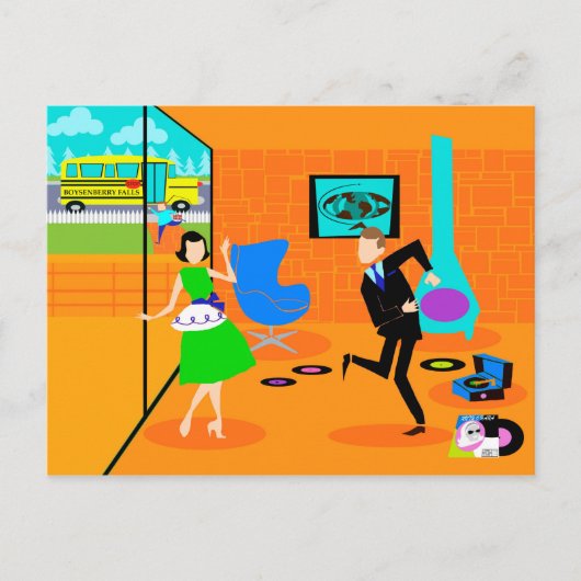 Happy Retro Eltern Postkarte (Vorderseite)