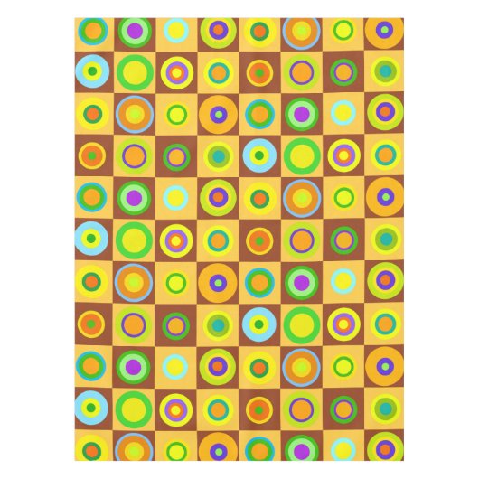 Happy Retro Modern Polka Dots Circles Op Art 1970s Tischdecke (Vorderseite)