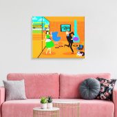 Happy Retro Partys Stretched Canvas Print Leinwanddruck (Insitu (Wohnzimmer))