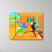 Happy Retro Partys Stretched Canvas Print Leinwanddruck (Vorderseite)