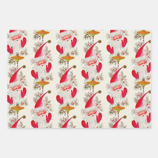 Happy Retro Santa Geschenkpapier Set (Vorderseite 2)