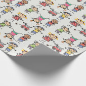 Happy Retro spielt Sticker Tumbling Children Geschenkpapier (Ecke)