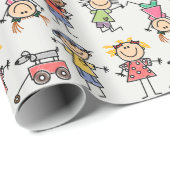Happy Retro spielt Sticker Tumbling Children Geschenkpapier (Rolleneckpunkt)