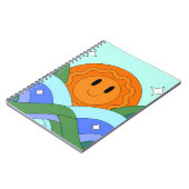 Happy Retro Sun Over Rolling Hills Notizblock (Linke Seite)