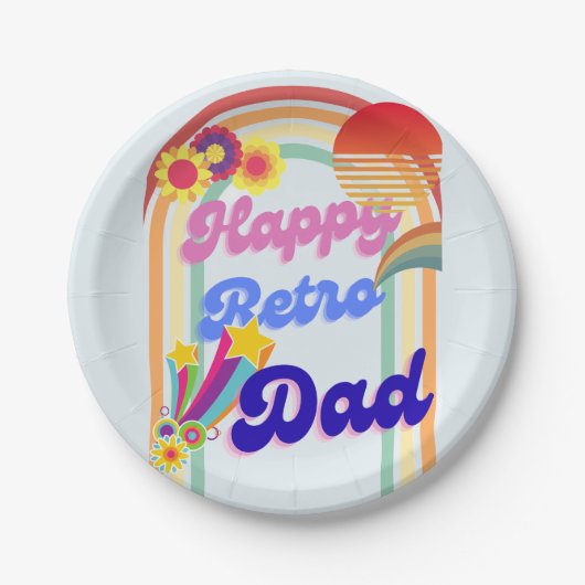 Happy Retro Vater Pappteller (Vorderseite)