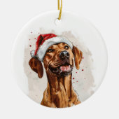 Happy Rhodesian Ridgeback Christmas Personalized Keramik Ornament (Vorne)