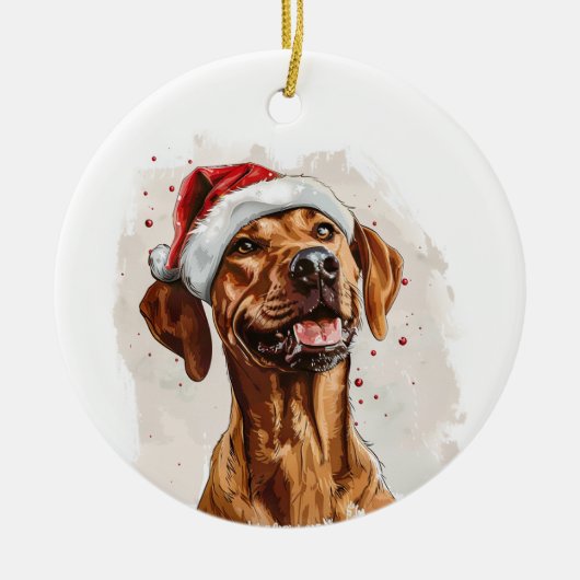 Happy Rhodesian Ridgeback Christmas Personalized Keramik Ornament (Vorne)