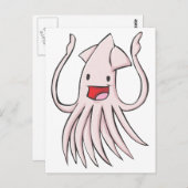 Happy Riant Tintenfisch Cartoon Postkarte (Vorne/Hinten)