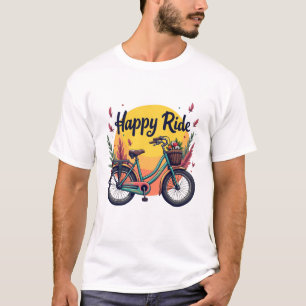 "Happy Ride" - Vintage Fahrradkunst T-Shirt