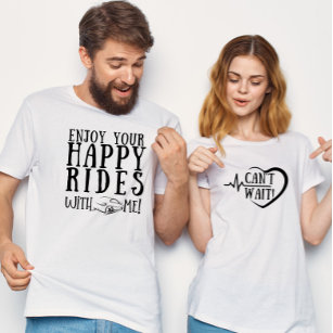 Happy Rides Honeymoon Hubby Newlywed Couple T-Shirt