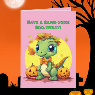 Happy Roar Einige Niedliche Dino Foto Halloween-Ka Karte