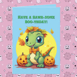 Happy Roar Einige Niedliche Dino Foto Halloween-Ka Karte