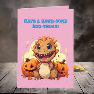 Happy Roar Einige Niedliche Dino Foto Halloween-Ka Karte