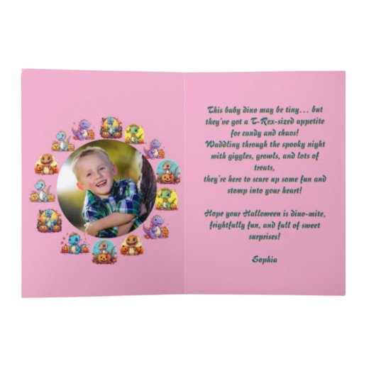 Happy Roar Einige Niedliche Dino Foto Halloween-Ka Karte