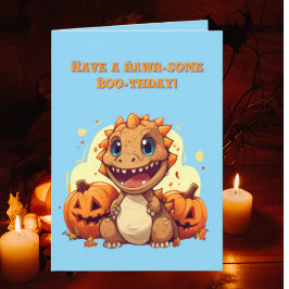 Happy Roar Einige Niedliche Dino Foto Halloween-Ka Karte
