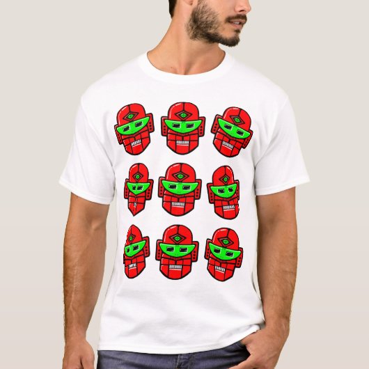 Happy Robot Heads T-Shirt (Vorderseite)