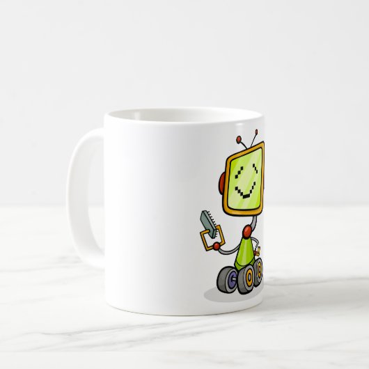 Happy Robot on Wheels Tasse (Vorderseite Links)