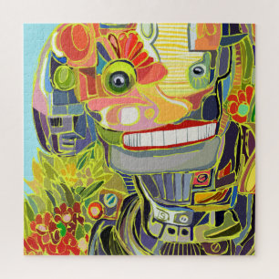 Happy Robot Selfie in Nature Puzzle