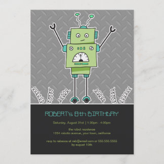 Happy Robot & Springs Kindergeburtstag Party Einladung