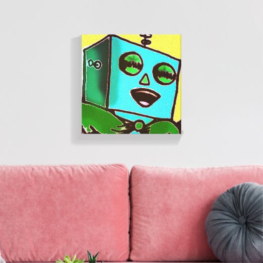 Happy Robot Wrapped Canvas Leinwanddruck (Insitu (Wohnzimmer))