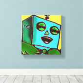 Happy Robot Wrapped Canvas Leinwanddruck (Insitu (Holzboden))