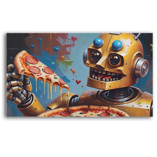 Happy Roboter Pizzeria mit qr Code Treuekarte