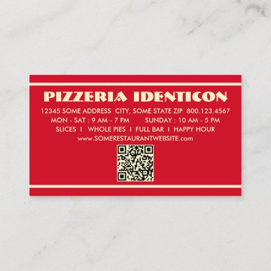 Happy Roboter Pizzeria mit qr Code Treuekarte (Rückseite)