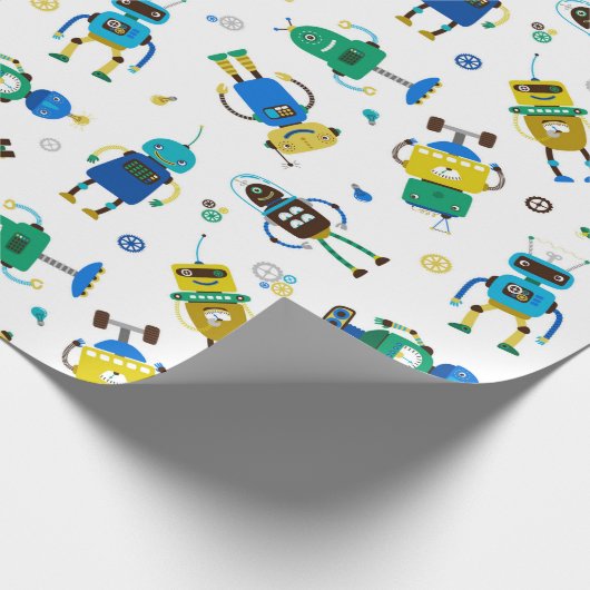 Happy Robots Geschenkpapier (Ecke)