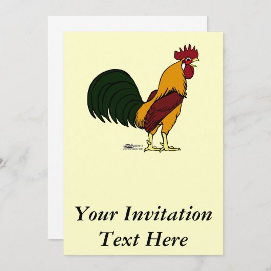 Happy Rooster Einladung (Vorne/Hinten)