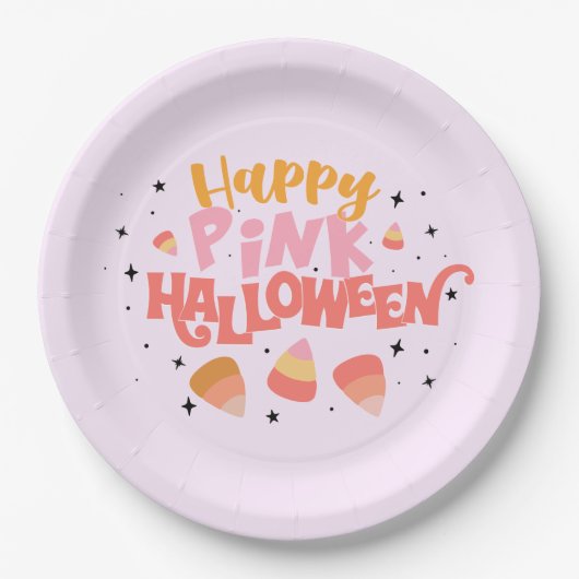 Happy rosa Halloween Paper Plate Pappteller (Vorderseite)