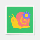 Happy rosa und grüne Schnecke Serviette (Vorderseite)