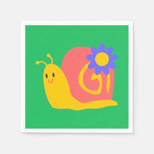 Happy rosa und grüne Schnecke Serviette (Vorderseite)