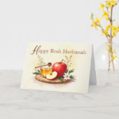 Happy Rosh Hashanah Apple und Honey mit Blume Karte (Gelbe Blume)