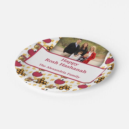 Happy Rosh Hashanah Jewish New Year custom Foto Pappteller (Schrägansicht)