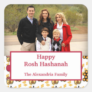 Happy Rosh Hashanah Jewish New Year custom Foto Quadratischer Aufkleber