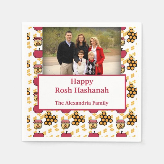 Happy Rosh Hashanah Jewish New Year custom Foto Serviette (Vorderseite)