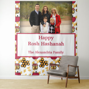 Happy Rosh Hashanah Jewish New Year custom Foto Wandteppich