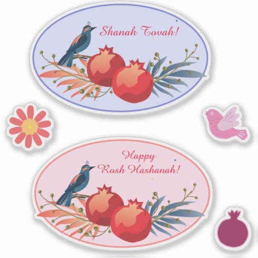 Happy Rosh Hashanah Jüdische Neujahrsmuster Aufkleber (Vorderseite)