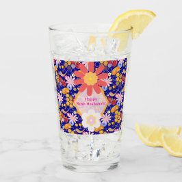 Happy Rosh Hashanah Jüdische Neujahrsmuster Glas