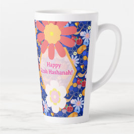 Happy Rosh Hashanah Jüdische Neujahrsmuster Milchtasse