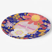 Happy Rosh Hashanah Jüdische Neujahrsmuster Pappteller (Schrägansicht)