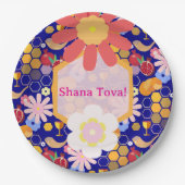 Happy Rosh Hashanah Jüdische Neujahrsmuster Pappteller (Vorderseite)