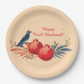 Happy Rosh Hashanah Jüdische Neujahrsmuster Pappteller (Vorderseite)
