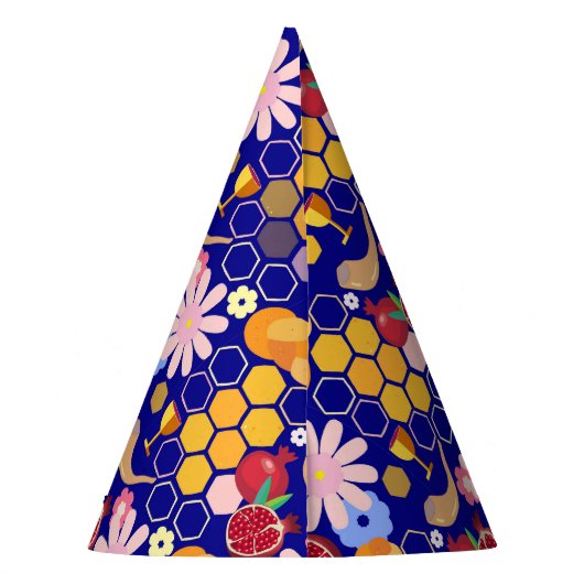 Happy Rosh Hashanah Jüdische Neujahrsmuster Partyhütchen (Rückseite)