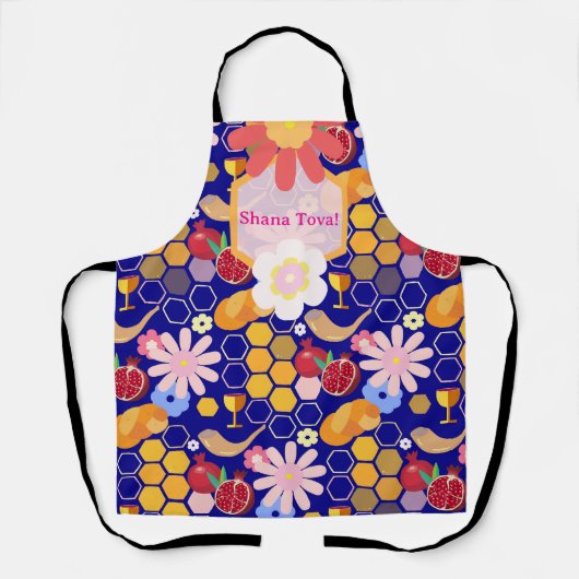Happy Rosh Hashanah Jüdische Neujahrsmuster Schürze (Vorderseite)