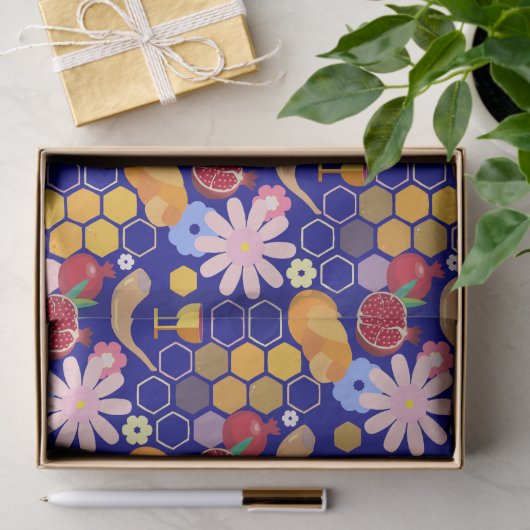 Happy Rosh Hashanah Jüdische Neujahrsmuster Seidenpapier (Geschenk)